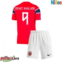 Camiseta Noruega Erling Haaland #9 Primera Equipación para niños Mundial 2026 manga corta (+ pantalones cortos)